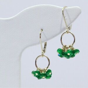 Gold filled and Apatite Green Gemstone Drop Earrings, Green Apatite